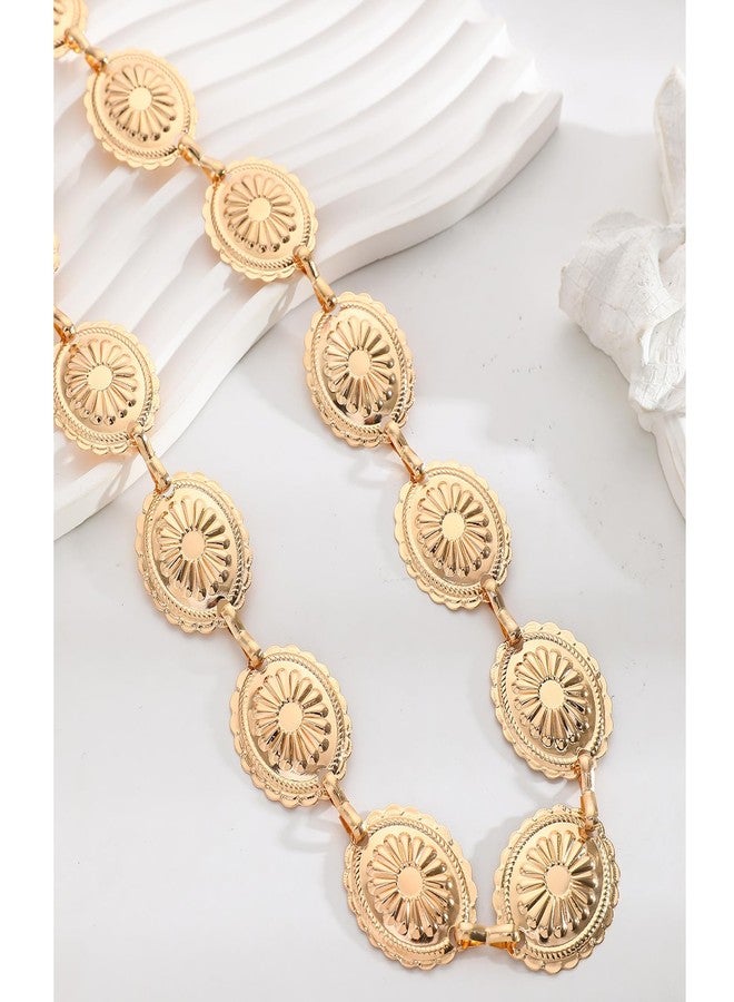 WFik Flower Waist Chain Belt,Adjustable Waist Belt for Outfit Dress Jean,Vintage High Waist Belly Chain,Summer Beach Body Jewelry for Women (Gold) - Image 4